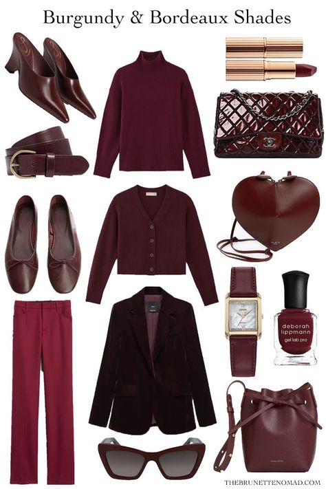 Whether you are classic or trendy discover how to easily style burgundy and Bordeaux shades for fall and winter. Purple And Burgundy Outfit, Crimson Red Outfits, Burgundy Summer Outfit, Outfit Bordeaux, Bordeaux Fashion, Red Outfit Aesthetic, Burgundy Clothes, Gig Outfits, Burgundy Outfits