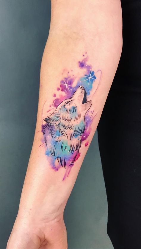 Watercolor Wolf Tattoo, Husky Tattoo, Wolf Tattoos For Women, Tattoo Canvas, Geometric Wolf Tattoo, Canvas Watercolor, Watercolor Wolf, Serpent Tattoo, Tattoo Animal