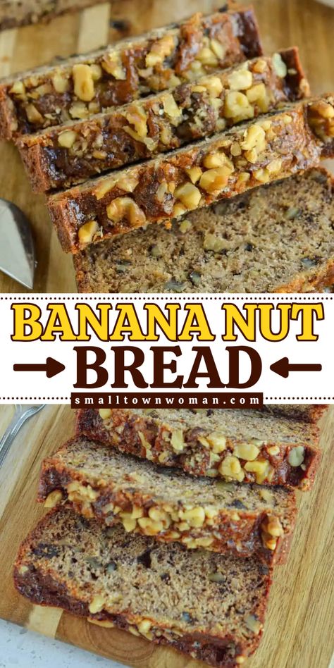 Looking for an easy school breakfast idea? This Banana Nut Bread recipe with the use of ripe banana, walnut, and cinnamon spices that taste better than any other loaf bread. Make this moist bread on your table and pin it for your simple back-to-school recipe! Banana Bread Recipe Walnut Easy, Best Banana Walnut Bread Recipe, Banana Bread Recipe Salted Butter, Cinnamon Walnut Banana Bread, Black Walnut Banana Bread, Banana And Walnut Bread, Banana Bread Recipe Nut, Banana Walnut Bread Recipe Easy, Simple Banana Dessert Recipes