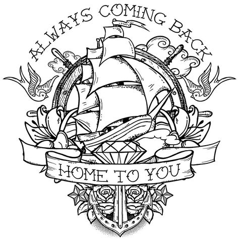 Marine Tattoos, Traditional Ship Tattoo, Navy Tattoos, Sailor Tattoos, Famous Tattoo Artists, Sailor Tattoo, Becoming A Tattoo Artist, Pirate Tattoo, Sailor Jerry Tattoos