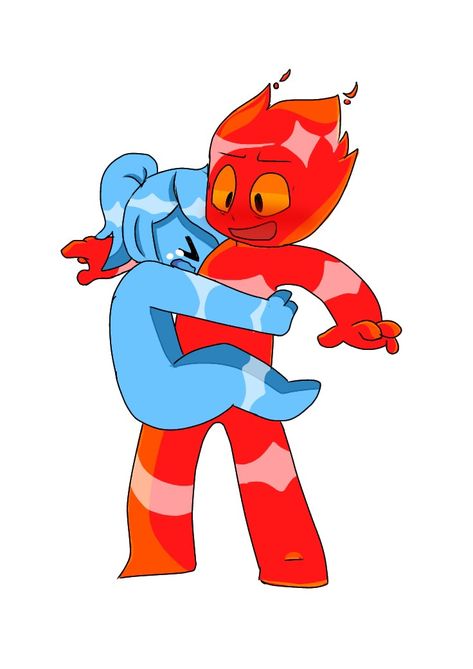 Fireboy And Watergirl Fanart, Fire Boy And Water Girl, Wade And Ember, Ember X Wade, Anime Pets, Fireboy And Watergirl, Water Girl, Super Powers Art, Awkward Funny