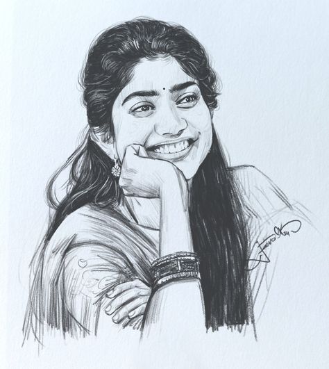 Sai Pallavi Sketch, Sai Pallavi Portrait, Actress Sketch Pencil Drawings, Sai Pallavi Drawing, Ram Sketch, Actress Sketch, Portraits Reference, Brother And Sister Tattoo Ideas, Sister Tattoo Ideas