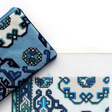 Jeni Sandberg on Instagram: "If it sits still long enough, I’ll turn it into a zippy-top bag! This blue Holbein canvas is sized to be an acrylic purse insert, but I had @lastitcheria add a zipper, because you can never have too many little bags. On 18 mesh! #needlepoint #acrylicpurseinsert #holbeinpattern #needepointcanvas" Needlepoint Clutch, Acrylic Purse, Purse Insert, Needlepoint, Be Still, Purse, Mesh, Zipper, Turn Ons