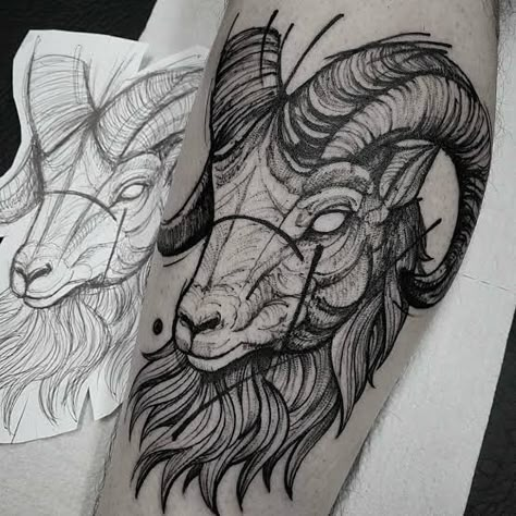 Goat tattoo for capricorn Star Sign Tattoo, Capricorn Sign Tattoo, Tattoo Goat, Chest Tattoo Drawings, Capricorn Star Sign, Ram Tattoo, Tier Tattoo, Sign Tattoo, Capricorn Tattoo