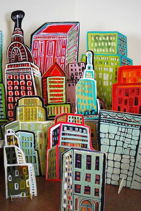 Cut-out City | This is the cut out city scape I've been work… | Flickr Educational Architecture, Art Carton, Cardboard Sculpture, Cardboard Art, Collaborative Art, Art Lessons Elementary, School Art Projects, Middle School Art, Big Art