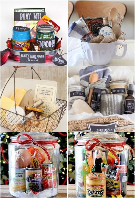 Diy Spa Basket, Taco Soup In A Jar, Fun Gift Basket Ideas, Basket Ideas For Christmas, Gift Basket Ideas For Christmas, Diy Gift Basket Ideas, Soup Gifts, Diy Gift Basket, Family Gift Baskets