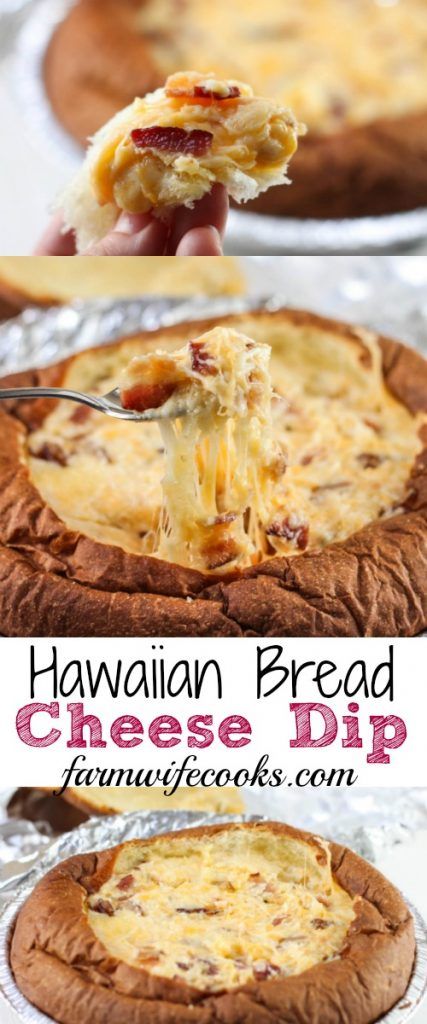 This Hawaiian Bread and Cheese Dip is the perfect appetizer for game day and makes a great addition to any party. #gameday #superbowl #bacon #dip Appetizers Superbowl, Hawaiian Appetizers, Hawaiian Party Games, Hawaiian Party Food, Hawaiian Bread, Luau Food, Superbowl Appetizers, Bread Cheese, Tailgating Recipes