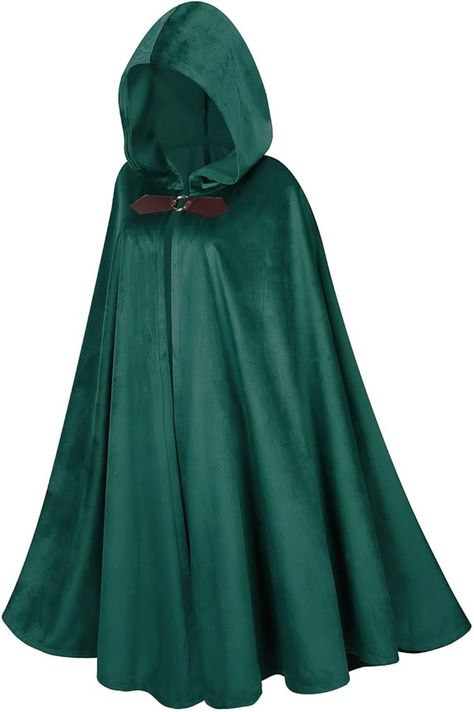 Amazon.com: LMYOVE Mens Hooded Cloak Renaissance Costume Cape, Forest Green Cloak with Hood Men Women, 100cm : Clothing, Shoes & Jewelry Fairy Cloak, Fantasy Cloak, Fantasy Cape, Green Cloak, Cloak With Hood, Hood Men, Fair Outfit, Fantasy Clothes, Fair Outfits