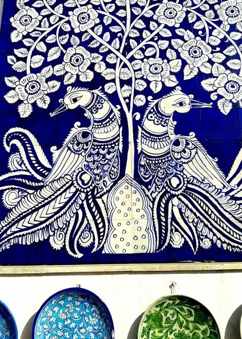 Blue Pottery Jaipur Motifs, Jaipur Blue Pottery Design, Jaipur Pottery, Blue Pottery Jaipur, Blue Pottery Designs, Turquoise Color Palette, Pottery Patterns, Persian Motifs, Blue Pottery