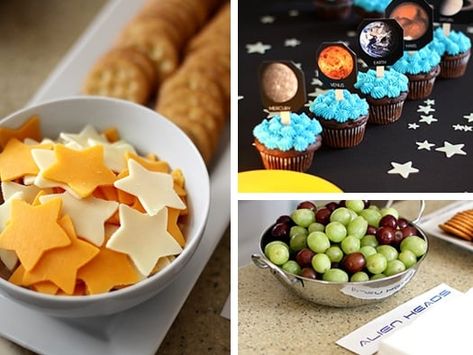 How to host a Space Themed Birthday Party; the perfect, easy birthday party for your future astronaut, solar system lover, or planet obsessed kiddo. Check out my space themed birthday party snacks, party favors, and decoration ideas. Solar System Birthday, Space Party Food, Alien Cupcakes, Planet Birthday, Planet Party, Alien Party, Astronaut Party, Space Food, Birthday Party Snacks