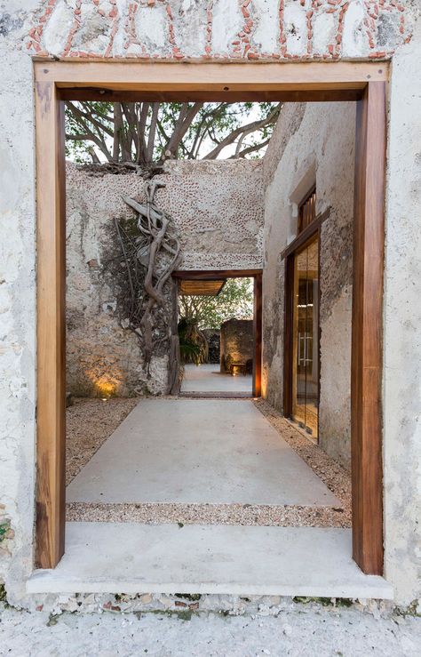 Niop Hacienda by AS Arquitectura Mexican Hacienda Decor, Dezeen Architecture, Hacienda Decor, Mexican Hacienda, Mexico Hotels, Modern Talking, Brick Walls, Entry Way, Home Photo