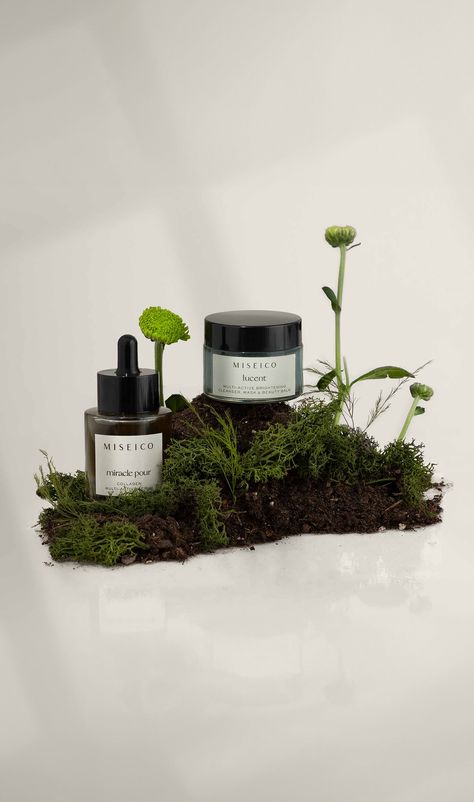 Green packaging for sustainable skincare brand. Skincare aesthetic / skincare photo ideas / skincare still life Skincare Moodboard, Sustainable Branding, Green Apothecary, Skincare Photo, Skincare Package, Sustainable Aesthetic, Amazing Packaging, Spa Product, Cosmetics Aesthetic