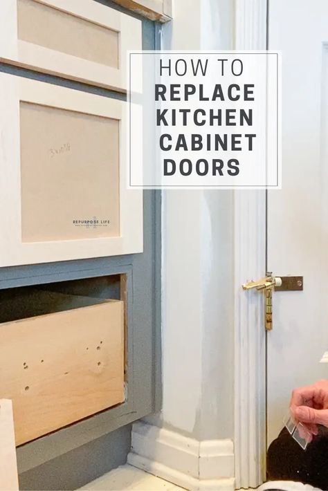 Everything you need to know about how to replace your kitchen cabinet doors and drawer fronts. Learn what hinges to buy, what size doors you need, how to attach new hinges, easiest way to attach drawer fronts. This post has it all! Reface Cabinet Doors, Replace Kitchen Cabinet Doors, Replacing Kitchen Cabinet Doors, Replacing Cabinet Doors, Kitchen Cabinet Doors Only, Replacing Kitchen Cabinets, New Kitchen Cabinet Doors, Kitchen Cabinets To Ceiling, Kitchen Cabinets Fronts