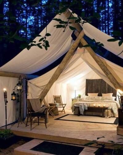 Cozy Camping Tent, Camping Bedroom, Tents Camping Glamping, Cozy Camping, Tent Living, Wall Tent, Kids Camping, Best Tents For Camping, Backyard Camping