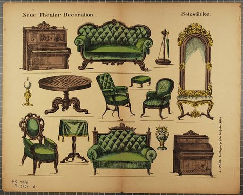 Theater Decoration, Old Money Interior Design, Old Money Interior, Drawing Furniture, Piskel Art, Furniture Design Sketches, Toy Theatre, Victorian Furniture, Vintage Interiors