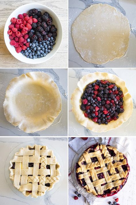 Vegan Mixed Berry Pie, Easy Berry Pie Recipes, Mountain Berry Pie, Berries Pie Recipe, Triple Berry Pie Filling, Pie Recipes Berry, Triple Berry Pie With Frozen Berries, 3 Berry Pie Recipe, Winter Berry Pie