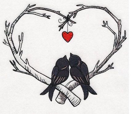 Embroidery, Design, Free Embroidery, The Shape, Love Birds, Embroidery Machine, A Heart, Embroidery Design, Birds