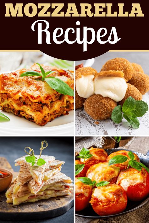 These mozzarella recipes are guaranteed to make your mouth water! From lasagna to salad to pizza and pasta, mozzarella shines in these easy dishes. Mozzarella Lunch Ideas, Recipes With Fresh Mozzarella Slices, Mozzarella Recipes Healthy, Recipes Using Fresh Mozzarella Cheese, Mozzarella En Carozza Recipe, Mozzarella Dishes, Recipes With Fresh Mozzarella, Fresh Mozzarella Recipes, Cheese Recipes Dinner