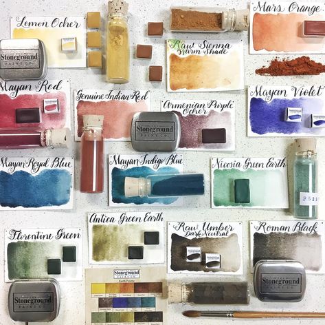 The Stoneground Paint Co. on Instagram: “Earth pigments happen to be some of our favourite colours here at Stoneground, and our Large Earth Palette is consistently one of our best…” Handmade Watercolor Paint, Diy Watercolor Palette, Mother Universe, Earth Palette, Making Paint, Hummingbird Watercolor, Agnes Cecile, Handmade Paper Art, Homemade Paint