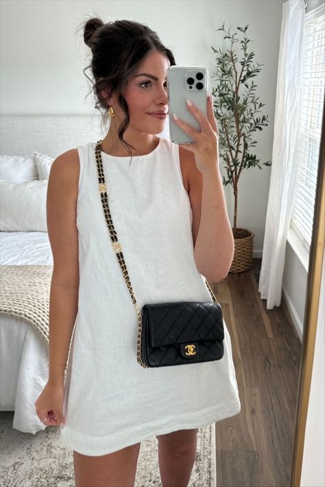 High-Neck Linen-Blend Mini Dress curated on LTK High Neck Mini Dress Outfit, High Neck Mini Dress, Mini Dress Outfits, Outfit Primavera, Church Outfits, Mini Dress Casual, Dress Codes, Cotton Shorts, Everyday Outfits