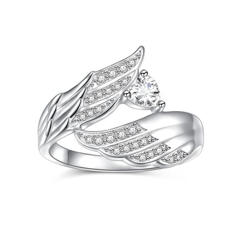 PRICES MAY VARY. ❤ Theme : Add a special touch to your everyday style with the angel wings ring featuring a shining heart CZ. ❤ Designed to subtly hug the finger for a delicate look, the elegant ring is perfectly understated yet effortlessly bold. ❤ Material Quality ❤ Solid Sterling Silver with S925 stamp which is lead-safe, nickel-safe and cadmium-safe. Platinum plating, give the look of white gold and platinum .Comfort Fit Design. ❤ Size ❤ The ring is size 6 #, diameter 16.5 mm, perimeter 51.8 Pandora Angel Wings Ring, Angel Wings Ring, Wings Ring, Angel Wing Ring, Angel Wings Design, Angel Ring, Silver Angel Wings, Feather Ring, Special Ring