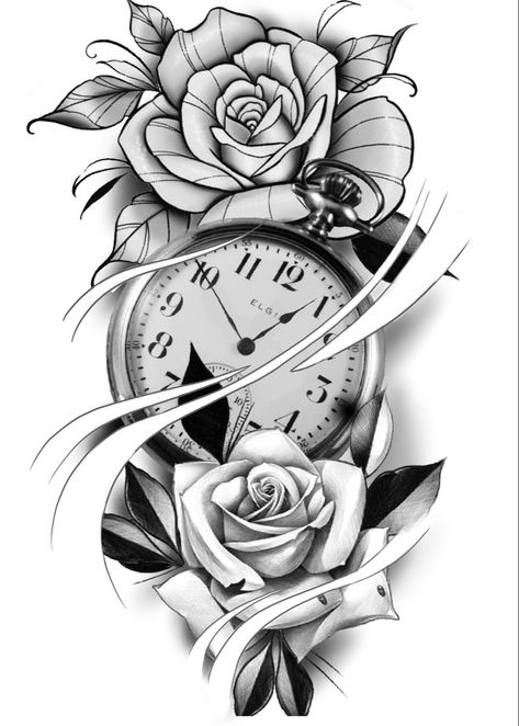 225+ Clock Tattoos Ideas and Designs (2023) - TattoosBoyGirl Clock Face Tattoo, Time Clock Tattoo, Clock And Rose Tattoo, Clock Tattoos, Watch Tattoo Design, Rose Drawing Tattoo, Family Tattoo Designs, Rose Tattoos For Men, Clock Tattoo Design