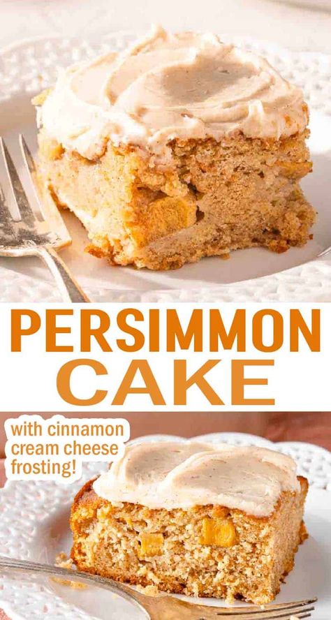 American Persimmon Recipes, Hachiya Persimmon, Persimmon Cake Recipe, Persimmon Pulp, Persimmon Cake, Fuyu Persimmon, Persimmon Cookies, Persimmon Bread, Persimmon Pudding