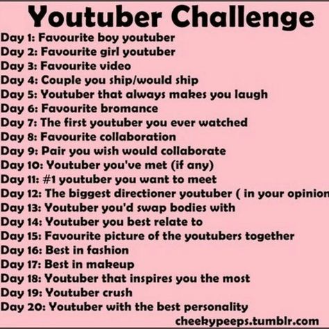 I cant make up my mine on any of these questions i love so many youtubers Youtube Questions, Youtube Challenges, Ryan Higa, Youtube Hacks, Jenna Marbles, Start Youtube Channel, Youtube Video Ideas, Joey Graceffa, Channel Ideas