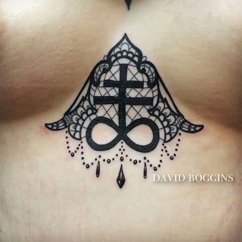 decorative satanic cross tattoo | black work sternum // theestorysofar Satanic Tattoo, Leopard Print Tattoos, Satanic Tattoos, Underboob Tattoo, Crow Tattoo, 3d Tattoos, Sternum Tattoo, Tattoo Parlors, Tattoo Blog