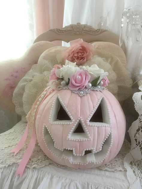 18 Jack O Lantern Ideas to Inspire Your Halloween | Hadley Court - Interior Design Blog Pink Jack O Lantern, Pink Halloween Decorations Diy, Pink Trunk Or Treat, Pink Halloween Decor Diy, Pink Halloween Photoshoot, Halloween Pastel Decor, Pink Halloween Aesthetic Decor, Pink Ghost Decor, Pink Pumpkin Ideas