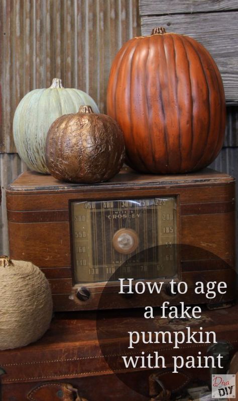 Studded Pumpkin, Diy Pumpkins Crafts, Fall Dec, Paint Wash, House Series, Fake Pumpkins, Pumpkin Topiary, Diy Chalk, Pretty Pumpkins