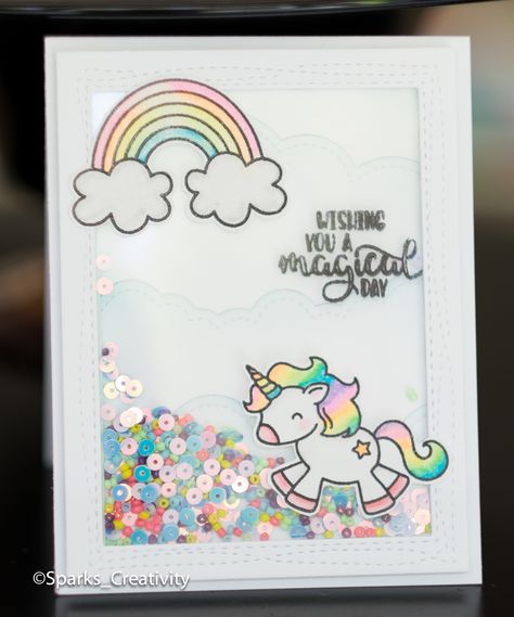 Unicorn cards Unicorn Shaker Cards, Unicorn Handmade Cards, Unicorn Card Ideas, Unicorn Birthday Cards Handmade, Unicorn Cards Handmade, Diy Unicorn Birthday Card, Birthday Card Unicorn, Unicorn Cards, Unicorn Birthday Card