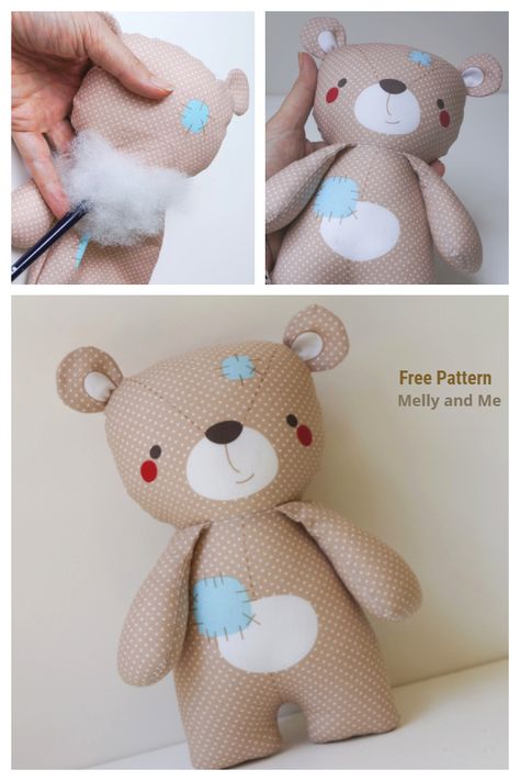 DIY Fabric Teddy Bear Free Sewing Patterns | Fabric Art DIY Free Teddy Bear Patterns To Sew, Diy Teddy Bear Easy, Soft Toy Patterns Free Templates, Teddy Bear Pattern Free Printable, Bear Patterns Free Sewing, Teddy Bear Template, Soft Toy Sewing Pattern, Fabric Teddy Bear, Printable Teddy Bear