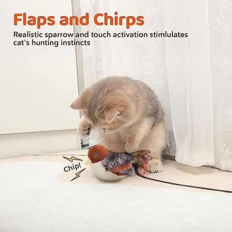 Interactive Fun for Cats: Every time your feline touches this cat kicker toy, the automatic built-in motion sensor kicks into action and the cat teaser bird toy flaps and flutters like a real sparrow, intriguing your cat to kick and play. Perfect Thanksgiving, Christmas and New Year gift for pets Flapping Bird, Cat Exercise, Natural Cat, Kitten Toys, Interactive Cat Toys, Clever Halloween Costumes, Catnip Toys, Small Cat, Cat Scratching