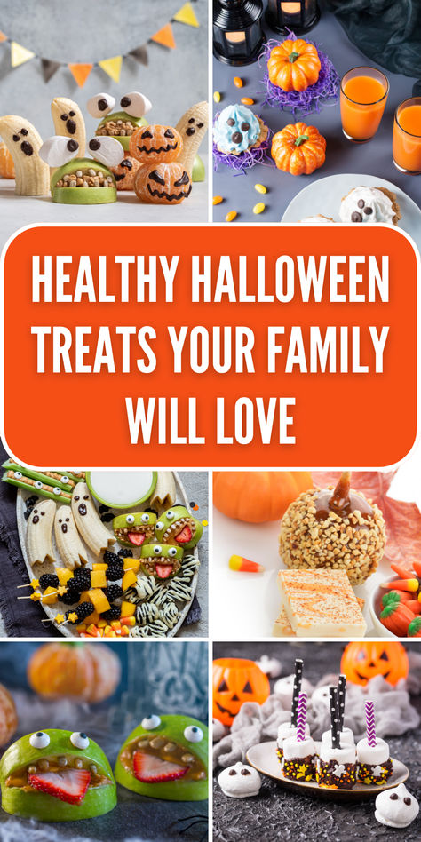 At Home Halloween Party For Kids, Halloween Recipes Kids, Halloween Healthy Desserts, Healthy Halloween Party Food For Kids, Halloween Fruit Skewers, Halloween Party Fruit, Easy Healthy Halloween Treats, Healthier Halloween Treats, Halloween Snacks For Toddlers