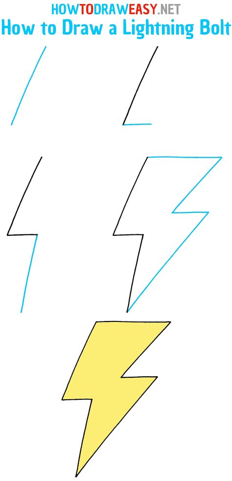 How to Draw a Lightning Bolt Step by Step #LightningBolt #Lightning #LightningDrawing #LightningBoltDrawing #LightningStrike #LightningStrikeDrawing #EasyDrawings #HowtoDraw #EasyDrawingTutorial #Tutorials #Guides #Guide #StepbyStep #SimpleArt #Art #Artwork #DrawingforKids Nature, How To Draw Lightning Bolts, How To Draw A Lightning Bolt, Lightning Strike Drawing, Lightning Bolt Drawing, Draw Lightning, How To Draw Lightning, How To Drow, Draw For Kids