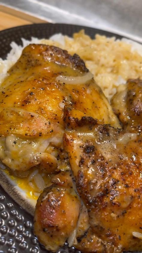 Quick and Cheap Chicken Dinner (Under 15$), Follow For More in 2022 | Food videos cooking, Yummy comfort food, Chicken dishes recipes Chicken Thigh Dinner, Smothered Chicken, Southern Recipes Soul Food, Soul Food Dinner, Chicken Dishes Recipes, Food Videos Cooking, Chicken Dinner Recipes, Interesting Food Recipes, Quick Dinner