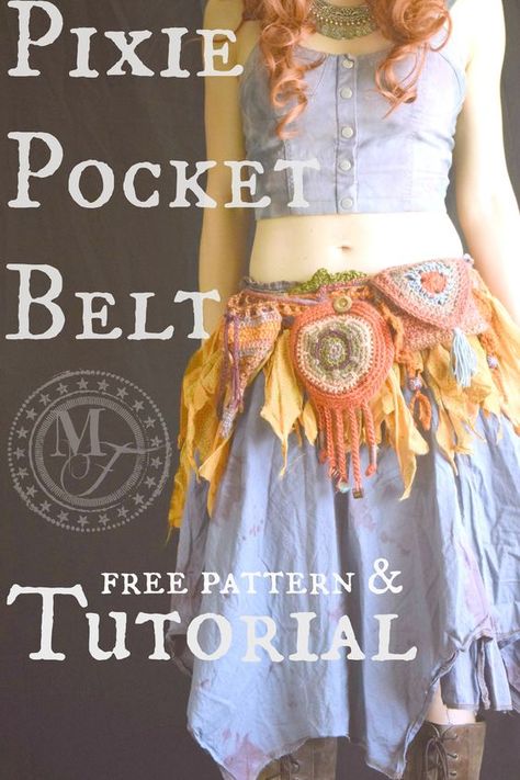 Free Patterns | Morale Fiber Pixie Belt, Crochet Belt, Hippie Crochet, Clothes Tutorial, Crochet Fairy, Fest Outfits, Recycled Sweater, Crochet Clothes For Women, Tutorial Crochet