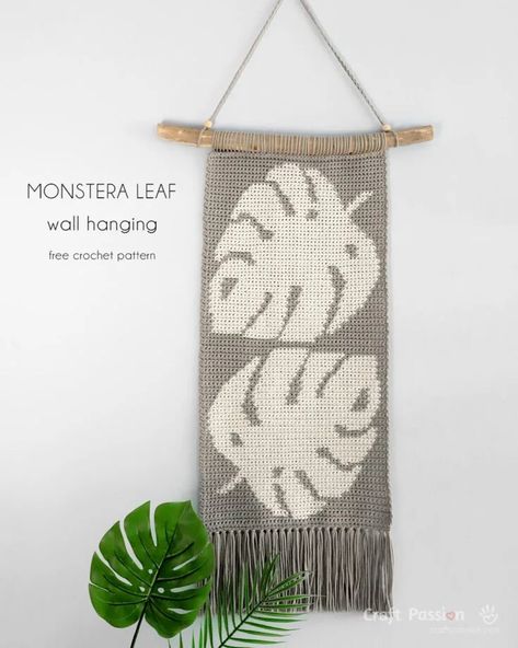 Hanging Monstera, Crochet Wall Hanging Pattern, Leaf Crochet, Crochet Wall Hanging, Wall Hanging Pattern, Crochet Teddy Bear Pattern, Crochet Wall Hangings, Crochet Supplies, Crochet Teddy Bear