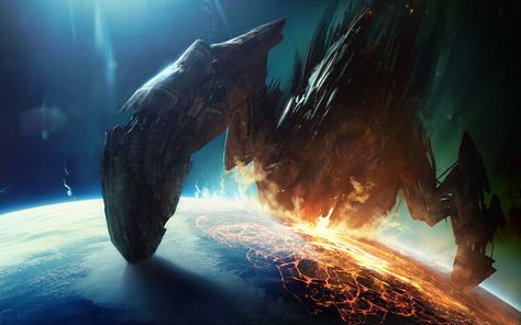 Leviathan - planet destroyer Alien Life Forms, Sunrise Art, Alien Spaceship, Arte Robot, Alien Invasion, Spaceship Concept, Concept Ships, Space Ships, Matte Painting