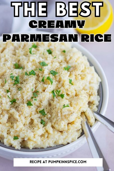 Rice Recipes To Go With Chicken, Parmesan Rice Creamy, Parmesan Rice Instant Pot, Flavored Rice Recipes In Rice Cooker, White Rice Side Dishes, Lemon Parmesan Rice, Easy Jasmine Rice Recipes, Instant Rice Recipes Side Dishes, Parmesan Rice Recipes