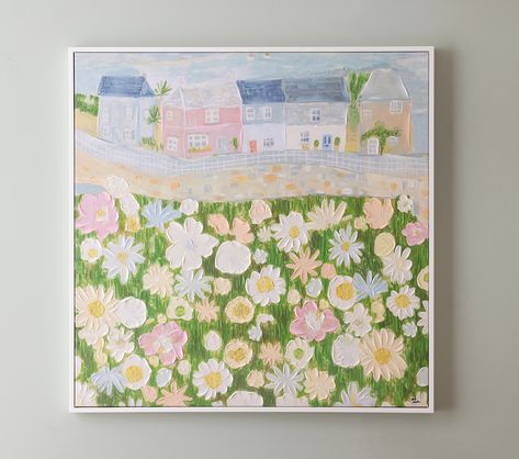 Floral Meadow Art -  #Art #Floral #Meadow Art For Kids Rooms, Preppy Paintings, Meadow Art, Ladies Lounge, Floral Meadow, Mirror Canvas, Playroom Art, Decor Prints, Apartment Aesthetic