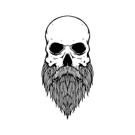 Skull beard inking | Premium Vector #Freepik #vector #hand-drawn-face #hand-drawn #hand-drawn-hands #drawn Bearded Skull Tattoo, Hipster Poster, Tattoo For Dad, Engraving Drawing, Skull Template, Rustic Wood Headboard, Animals Sketch, Skull Beard, Skull Hand Tattoo