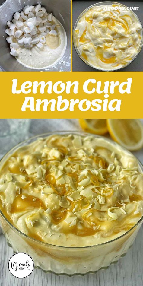 Lemon Curd Ambrosia - VJ Cooks Lemon Curd Ambrosia, Vj Cooks - Recipes, Lemon Ambrosia, Lemon Curd Dessert Ideas, Recipes Using Lemon Curd, Lemon Curd Uses, Lemon Curd Pavlova, Curd Recipes, Simple Sweets