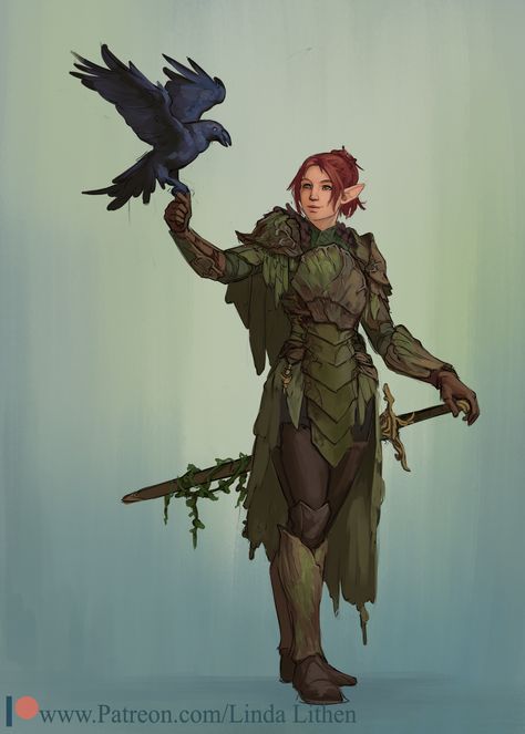 Linda Lithén (@LindaLithen) / X Dnd Druid, Dnd Elves, Elf Druid, Green Knight, Forest Elf, Dnd Ideas, Elf Art, Wood Elf, Knight Art