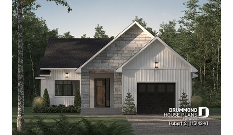 1 Car Garage, Drummond House Plans, Modern Style House Plans, Farmhouse House, House Plans Farmhouse, Custom Home Designs, Modern Farmhouse Plans, New Home Builders, Cathedral Ceiling