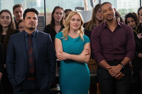 "Collateral Beauty" movie still, 2016.  L to R: Michael Peña, Kate Winslet, Will Smith. Collateral Beauty Movie, Jacob Latimore, Collateral Beauty, George Mackay, Lea Seydoux, Edward Norton, Eddie Murphy, The Smiths, Julianne Moore