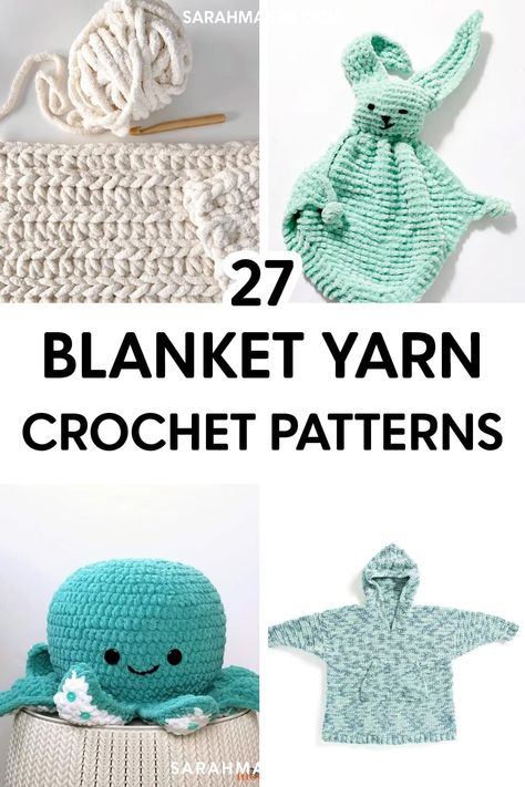 27 Free Crochet Patterns to Make with Bernat Blanket Yarn Blanket Yarn Crochet Patterns, Bernat Chunky Yarn, Bernat Blanket Patterns, Bernat Blanket Yarn Patterns, Blanket Yarn Patterns, Blanket Yarn Crochet, Chunky Yarn Patterns, Chunky Yarn Crochet Pattern, Crochet Blanket Yarn