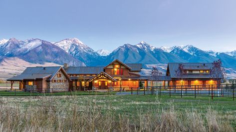 Montana Ranch House, Audrey Hall, Mountain Dream Homes, Timber Home, Ranch House Exterior, Montana Ranch, Timber Frame House, Montana Homes, Rustic Home Design