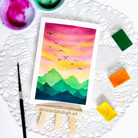 5 Easy Watercolour Tutorials For Beginners (Step By Step) | Miranda Balogh Colour Drawings Easy, Drawing Ideas Watercolor, Sky Paintings, Watercolour Tutorial, Watercolor Pencil Art, Watercolor Painting For Beginners, Watercolour Techniques, Color Tips, Watercolor Beginner